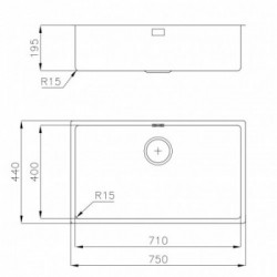 Foster 2157 086 - Lavello KE - R15 Vintage Filotop, 75 x 44 cm, Gun Metal
