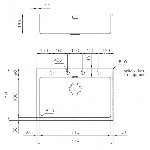 Foster 2266 080 - Lavello KE Vintage Filotop, 1...