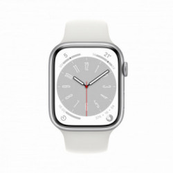 Apple Watch Series 8 GPS 45mm Cassa in Alluminio color Argento con Cinturino Sport Band Bianco - Regular