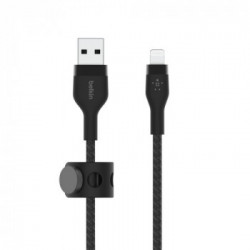 CAVO INTRECCIATO SILICONE DA USB-A A LIGHTNING 2M - NERO
