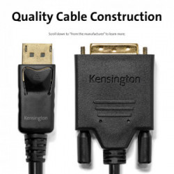 Kensington Cavo da DisplayPort 1.1 (M) a DVI-D (M) unidirezionale passivo, 1,8 m