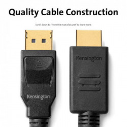 Kensington Cavo da DisplayPort 1.2 (M) a HDMI (M) unidirezionale passivo, 1,8 m
