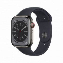 Apple Watch Series 8 GPS + Cellular 45mm Cassa in Acciaio Inossidabile color Grafite con Cinturino Sport Band Mezzanotte -