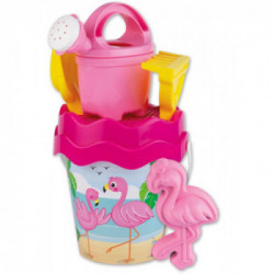 Androni Giocattoli Set Secchiello Fenicottero Con Paletta, Rastrello, Formina E Annaffiatoio