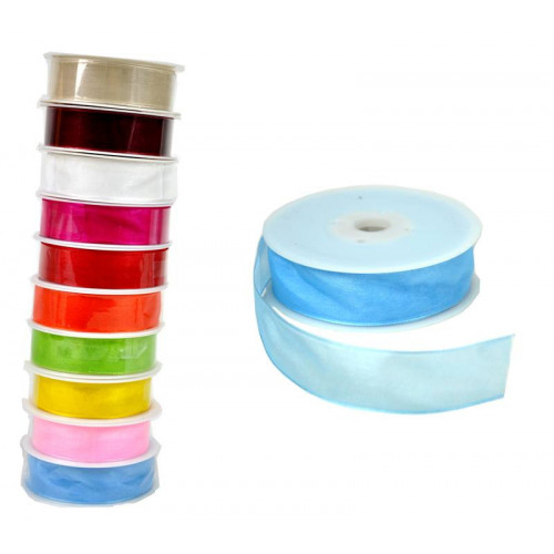 RONDELLA ORGANZA MISURA 25MM X 25M COLORE AZZURRO