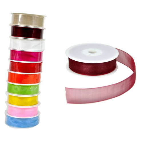 RONDELLA ORGANZA MISURA 25MM X 25M COLORE BORDEAUX