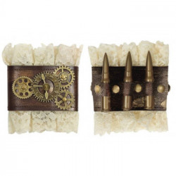 PAIO DI POLSINI STEAMPUNK IN PIZZO