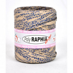 SPOLETTA RAFIA 15MM X 200M COLORE MARRONE CHIARO CON STELLE BLU