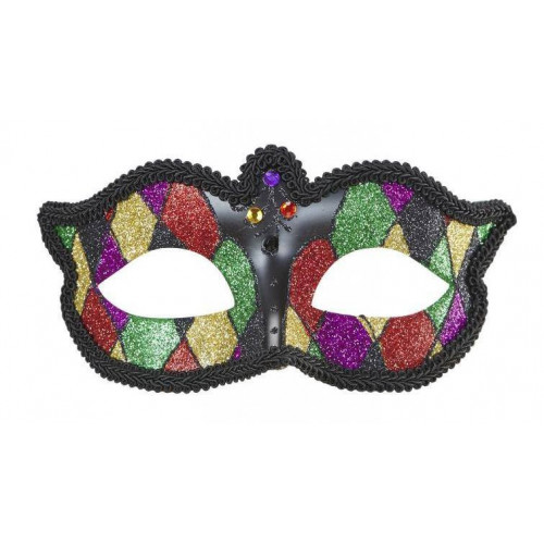 MASCHERA DOMINO ARLECCHINO GLITTERATA