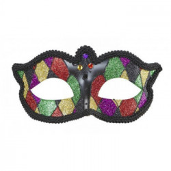MASCHERA DOMINO ARLECCHINO GLITTERATA
