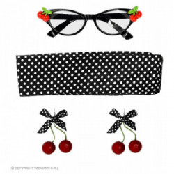 WIDMANN 50S Cherry Set (Occhiali, Orecchini, Foulard)