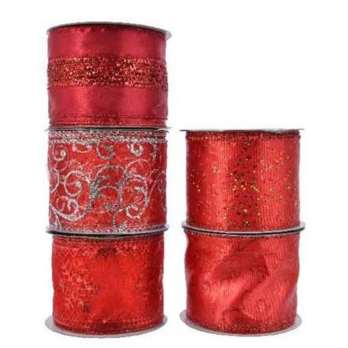 ROCCHETTO NASTRO IN POLIESTERE ROSSO - ASSORTITO