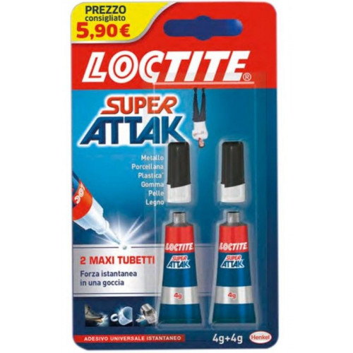 LOCTITE SUPER ATTACK 2 TUBETTI DA 4 GRAMMI