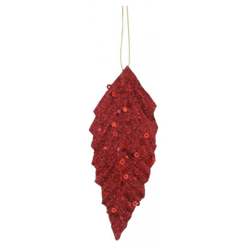 confezione 6 pezzi foglia rossa con paillettes