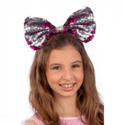 Carnival Toys Cerchietto Fiocco Fucsia/Argento C/Paillettes Reversibili Su Cartoncino
