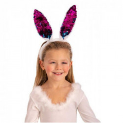 Carnival Toys Cerchietto Coniglio Azzurro/Rosa C/Paillettes Reversibili Su Cartoncino