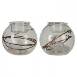 pallina trasparente portacandele tealight con scoiattolo/cervo