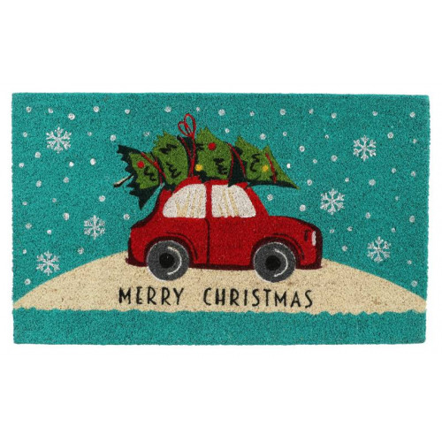 TAPPETO VERDE CON DECORAZIONE NATALIZIA