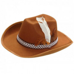 WIDMANN Cappello Cowboy Con Piume Marrone - In Feltro