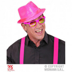 WIDMANN Fedora Fluorescente Con Paillettes Assortito In 4 Colori (3 Pink, 3Verdi, 3 Arancioni, 3 Gialli)