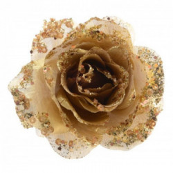 rosa in plastica con clip colore oro