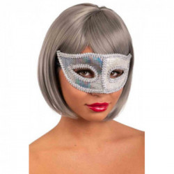 Carnival Toys Maschera In Plastica Con Tessuto Argento Su Cartoncino