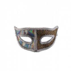 Carnival Toys Maschera In Plastica Con Tessuto Oro/Argento Su Cartoncino