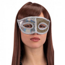Carnival Toys Maschera In Plastica Con Tessuto Oro/Argento Su Cartoncino