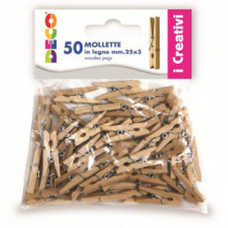 CONFEZIONE 50 MOLLETTINE IN LEGNO MISURA 25X3MM