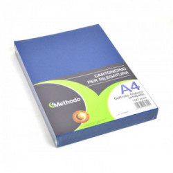 CONFEZIONE 100 CARTONCINI A4 240GR PER RILEGATURA GOFFRATI CON FINITURA IN SIMILPELLE - COLORE BLU