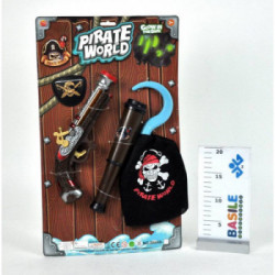 BLISTER PIRATI LUMINOSO CON PISTOLA, CANNOCCHIALE, BENDA E UNCINO