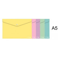 CONFEZIONE 5 BUSTE CON BOTTONE FORMATO A5 COLORI PASTELLO