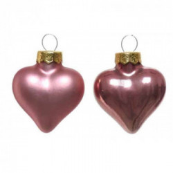confezione mini cuori da albero colore rosa velluto lucido/opaco