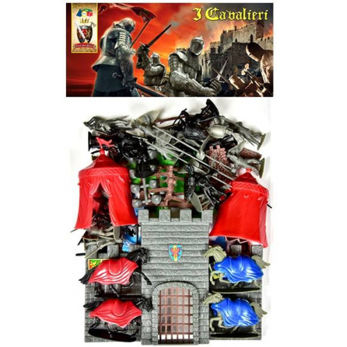 BUSTA CAVALIERI MEDIEVALI CON CASTELLO E CAVALLI