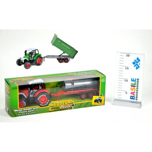 TRATTORE DIE CAST CON RIMORCHIO 1:32