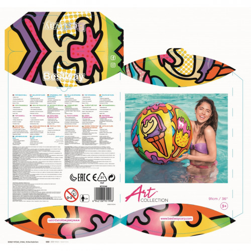 Bestway 31044 pallone da spiaggia Multicolore...
