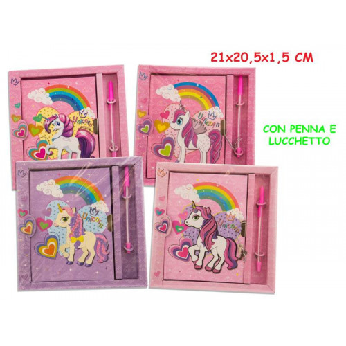 DIARIO SEGRETO UNICORNO CON PENNA 4 ASS