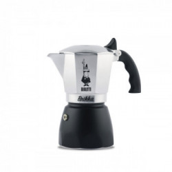 Bialetti Brikka Caffettiera 4 Tazze, Argento con fondo Nero