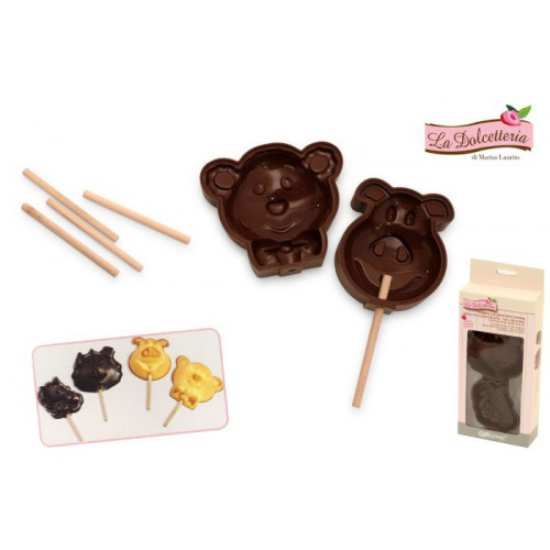 STAMPO SILIC.LOLLYPOP ORSO/MAIALE PZ.2