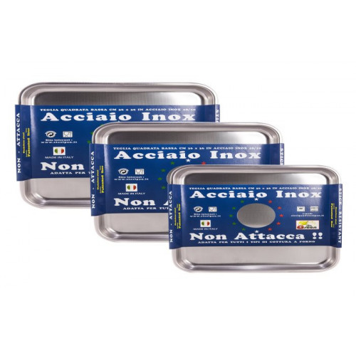 TEGLIA INOX/INAD.RETT.30X22X3