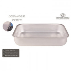 Pentole Agnelli 'Alluminio 5 mm professionale', Rostiera rettangolare con maniglie snodate 40 x 28 cm