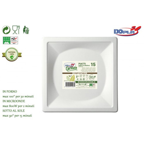 BIO-GREEN PIATTO QUADRO CM.20 PZ.15  07748