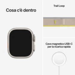Apple Watch Ultra GPS + Cellular, 49mm Cassa in Titanio con Cinturino Trail Loop Giallo/Beige - S/M