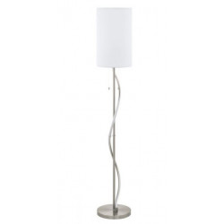 Eglo ESPARTAL Piantana Struttura in Metallo, Finitura nickel Satinato, Alluminio Diffusore in Tessuto, Finitura Bianco