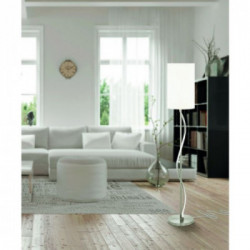 Eglo ESPARTAL Piantana Struttura in Metallo, Finitura nickel Satinato, Alluminio Diffusore in Tessuto, Finitura Bianco