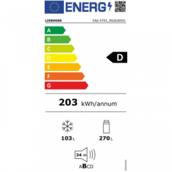 Liebherr CNd 5753 - Frigorifero Combinato da Libera Installazione, NoFrost, EasyFresh, 373 Litri, Classe D, 201.5x59.7x67.5 cm