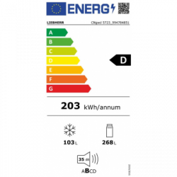 Liebherr CNgwd 5723 - Frigorifero Combinato da Libera Installazione, NoFrost, EasyFresh, 371 Litri, Classe D, 201.5x59.7x68.2 cm