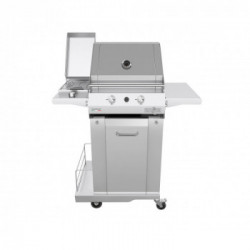 Pianeta Grill Sunny High Premium Tondino Con Fornello laterale 1059-T- Barbecue a Gas GPL o Metano, 2 Bruciatori 