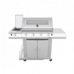Pianeta Grill Sun Grill 4F Tondino con Fornello Dual 1073-T - Barbecue a Gas GPL o Metano, 4 Bruciatori 