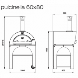 LAST STOCK - Clementi, Forno per Pizza, Pulcinella Gas 80X60 Tetto Inox 304
